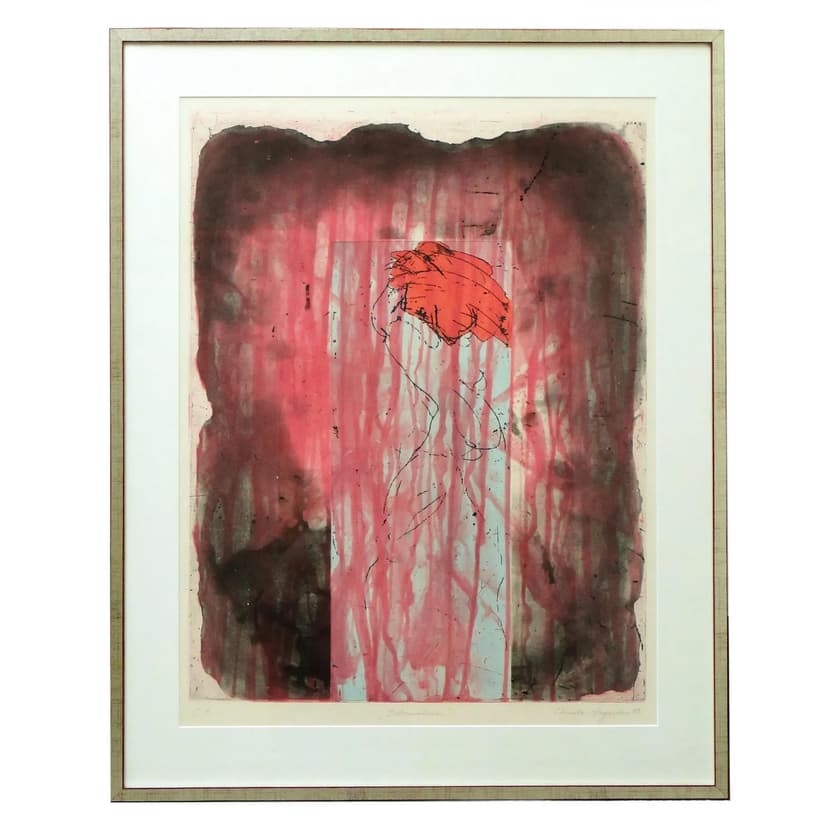 Grafika Dobrowolnie, papier maroon, art. E. Ingarden, Polska, lata 80.