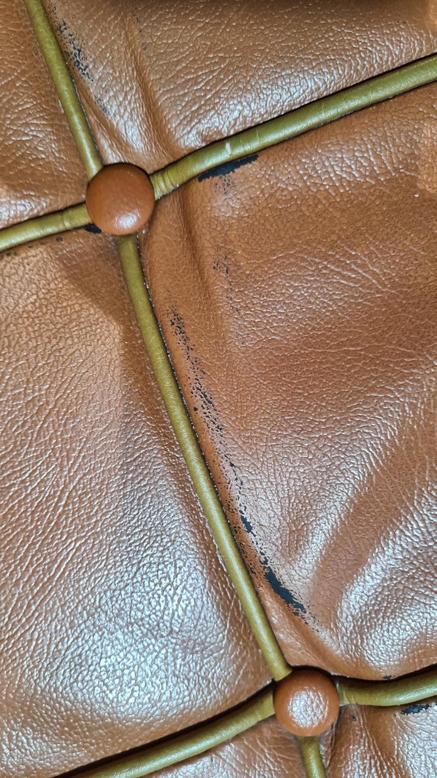 Para foteli Barcelona, skóra brązowa, ekoskóra brązowa, stal chromowana, Niemcy, lata 70. - 185854