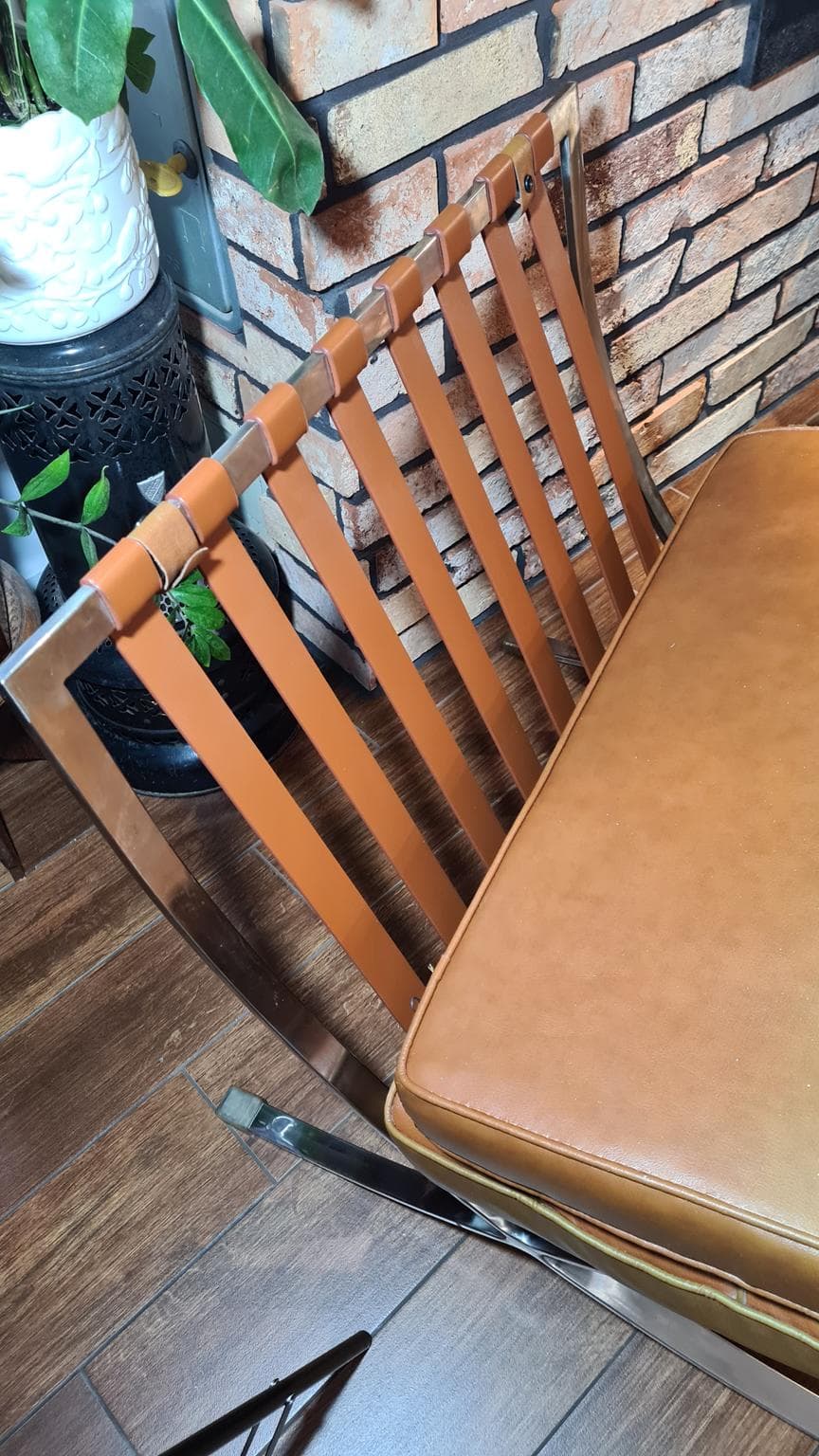 Para foteli Barcelona, skóra brązowa, ekoskóra brązowa, stal chromowana, Niemcy, lata 70. - 185857