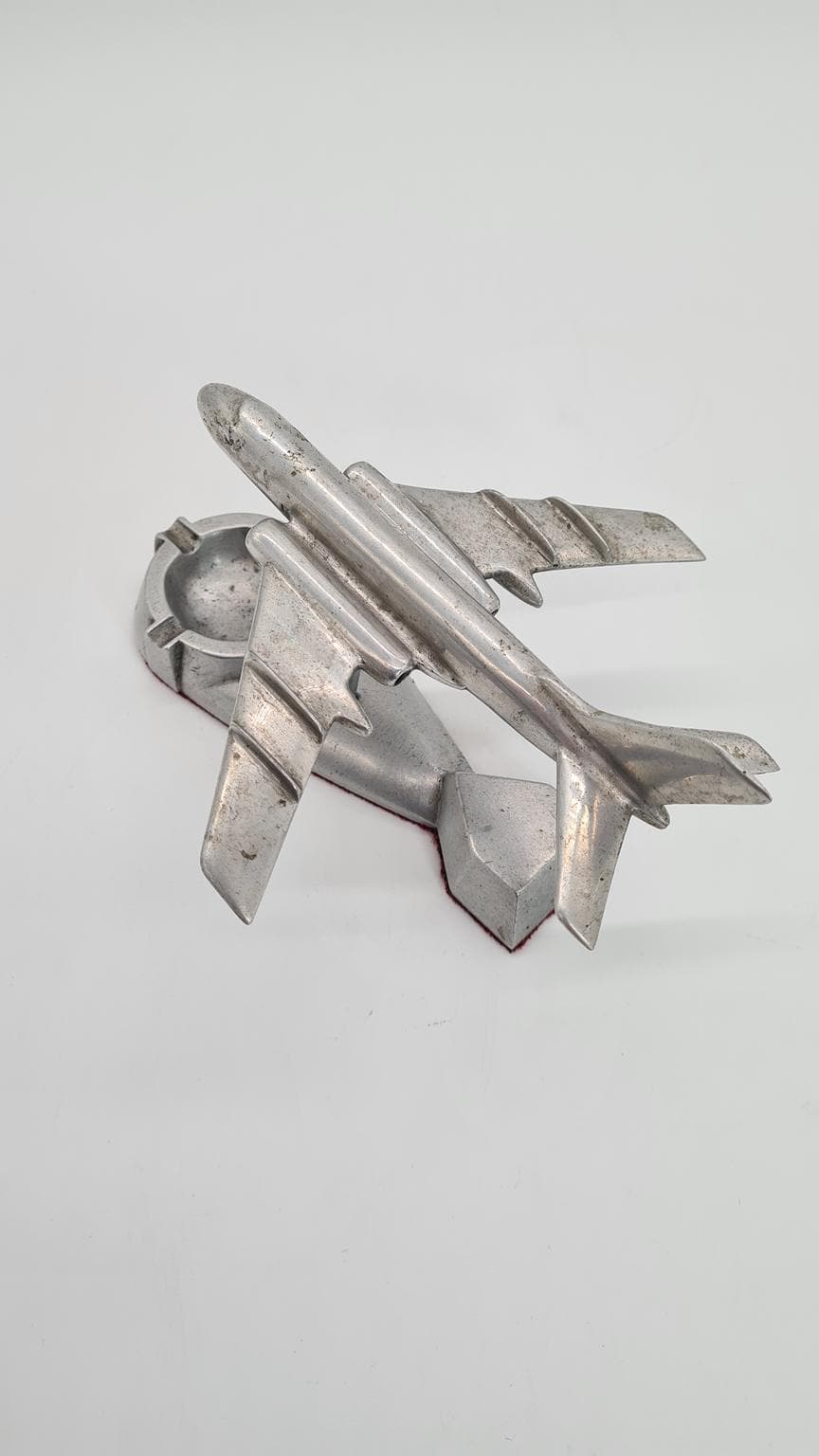 Popielniczka samolot Tupolew Tu-104, srebrny, metal, ZSRR, lata 60. - 185883