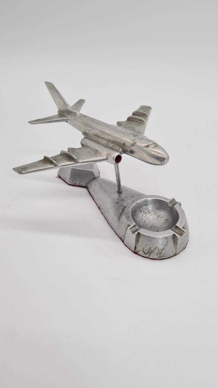Popielniczka samolot Tupolew Tu-104, srebrny, metal, ZSRR, lata 60. - 185886
