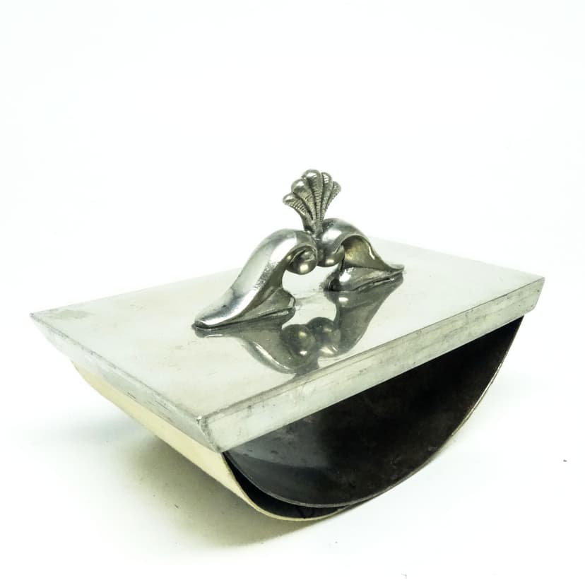 Bibularz biurkowy Art Deco, metal srebrzysty, Szwecja, lata 20.