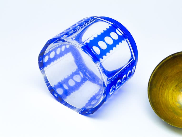 Bomboniera Art Deco, szkło dwuwarstwowe, mosiądz, Niemcy, lata 30. - 185983