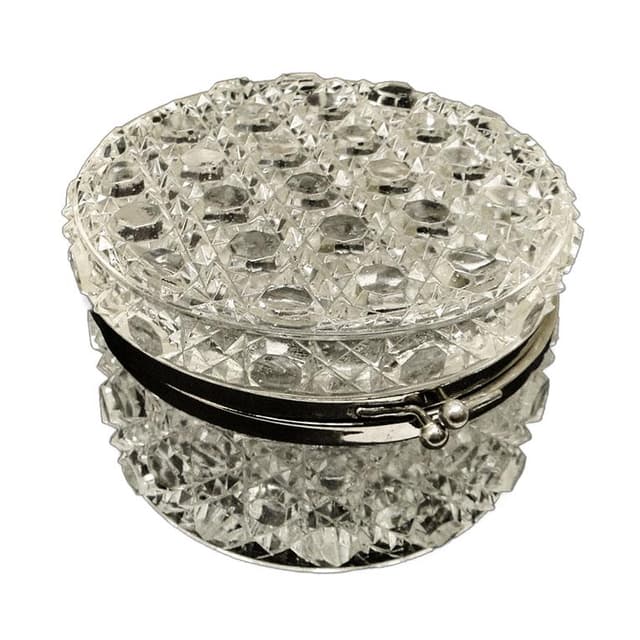 Bomboniera, secesja wiedeńska, szkło prasowane, Belgia, lata 30. - WYMIARY