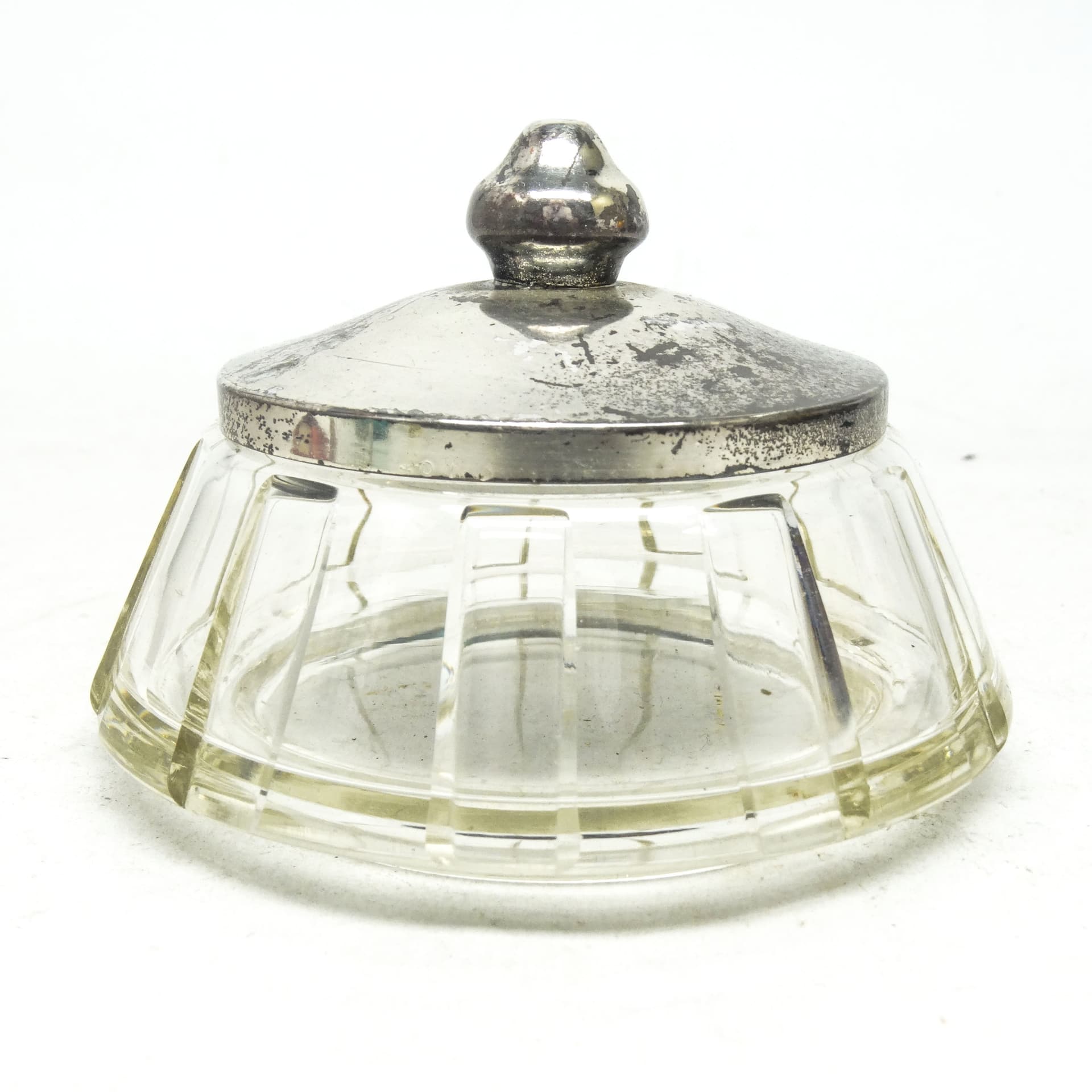 Bomboniera Art Deco, kryształ, mosiądz srebrzony, Szwecja, lata 30. - 186040