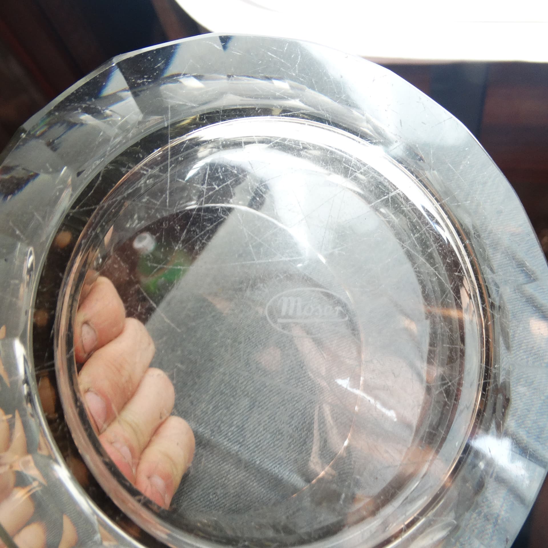 Bomboniera Art Deco, kryształ oliwkowy, Bohemia, Czechy, lata 30. - 186088