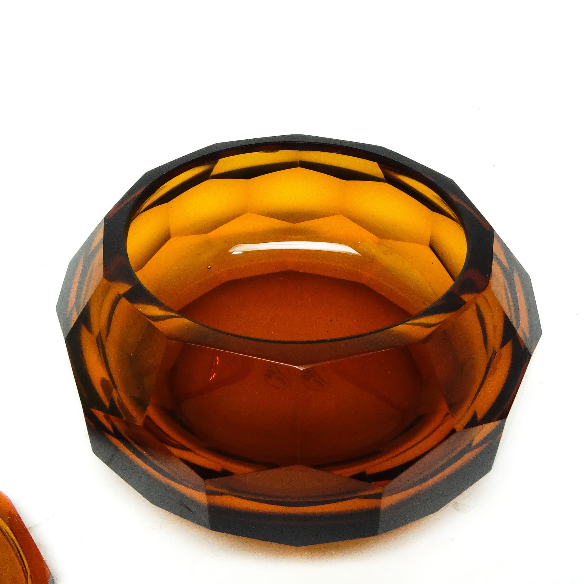 Bomboniera Art Deco, kryształ miodowy, Moser, Czechosłowacja, lata 30. - 186140