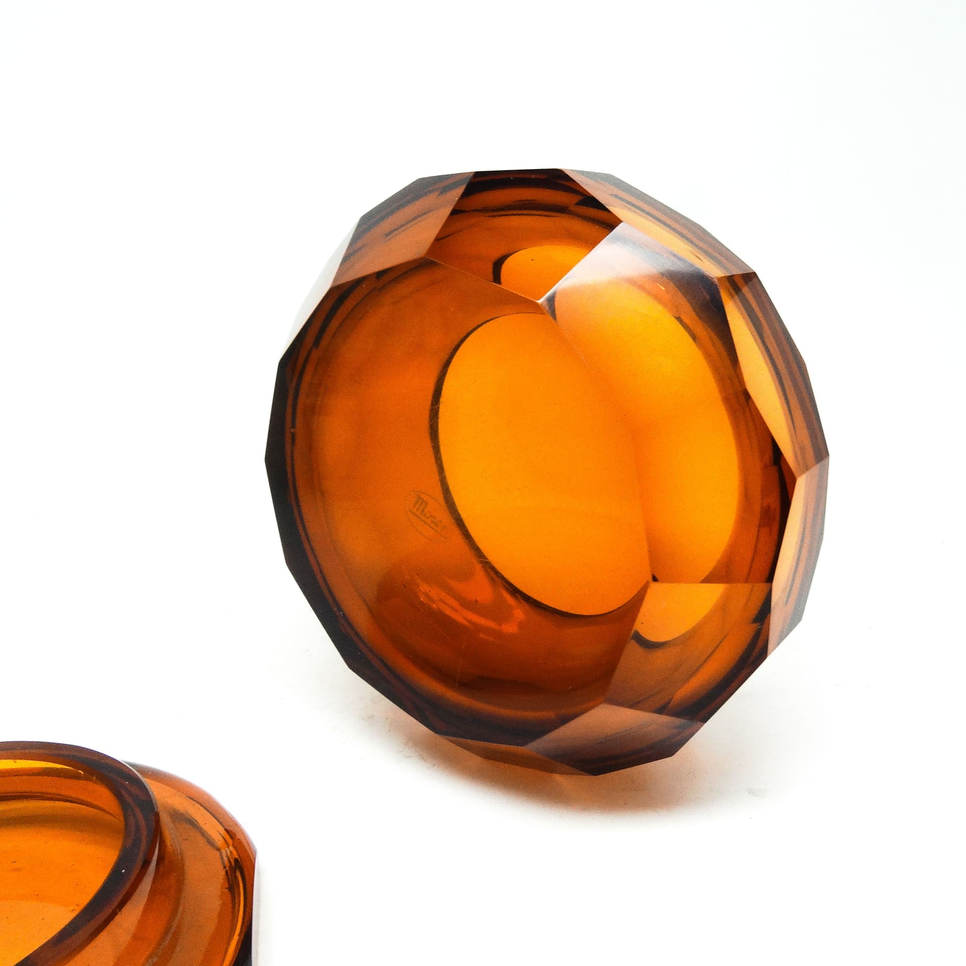 Bomboniera Art Deco, kryształ miodowy, Moser, Czechosłowacja, lata 30. - 186145