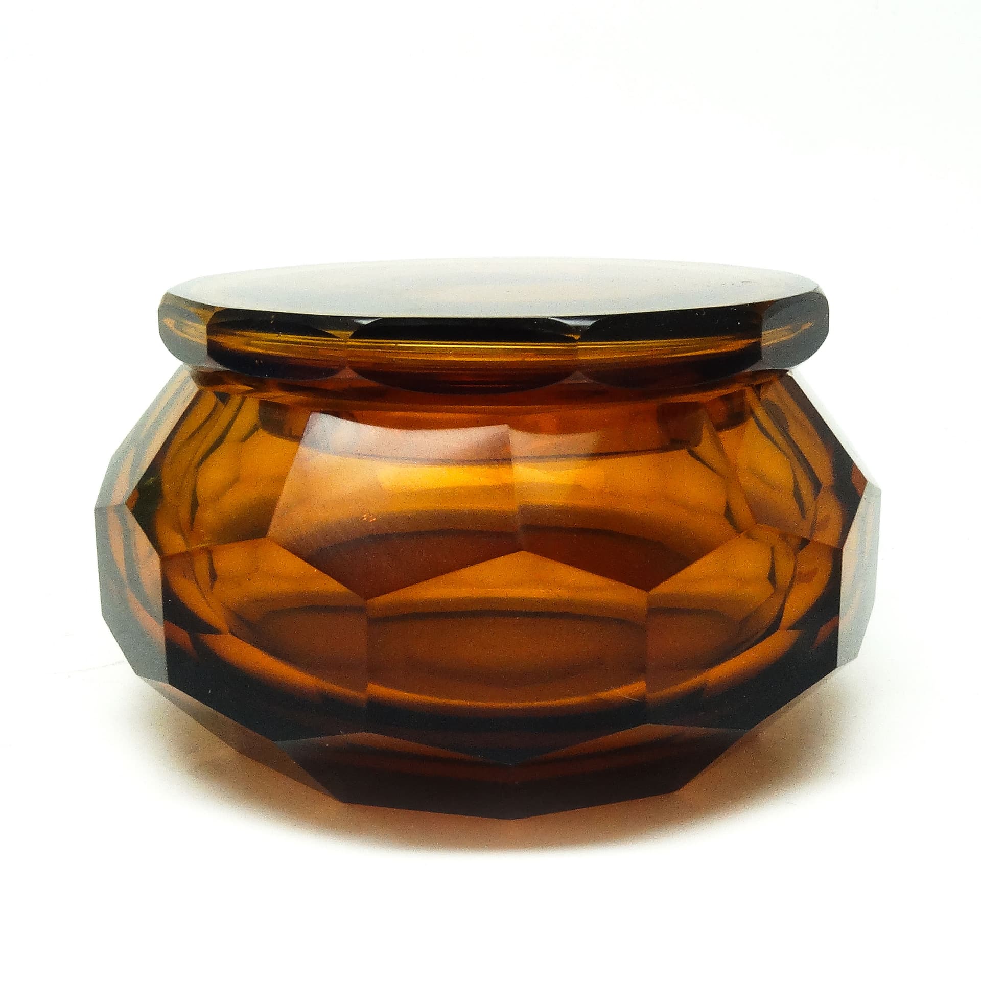 Bomboniera Art Deco, kryształ miodowy, Moser, Czechosłowacja, lata 30. - 186142