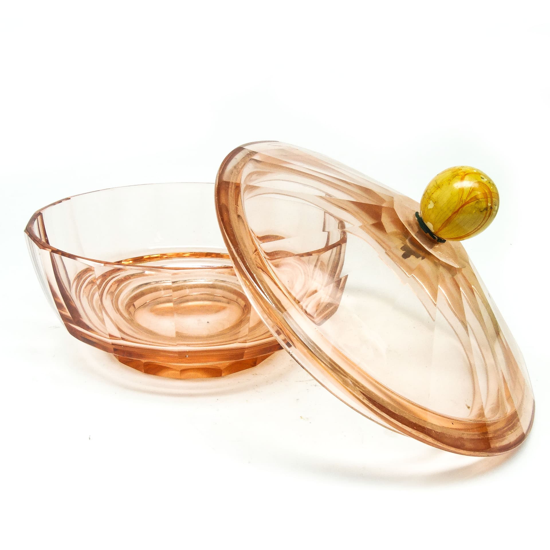 Bomboniera Art Deco, kryształ rozalinowy, Moser, Czechosłowacja, lata 30. - 186159