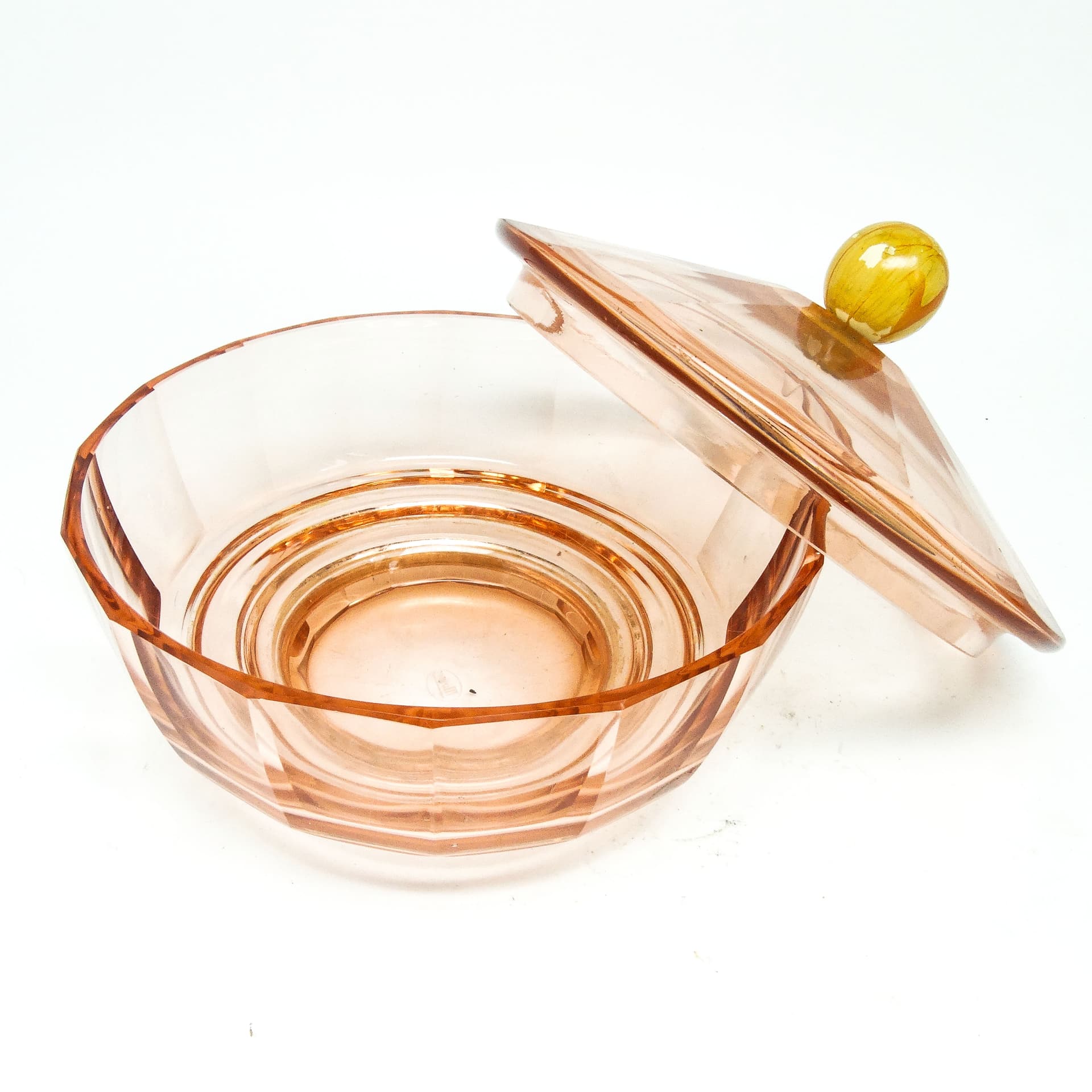 Bomboniera Art Deco, kryształ rozalinowy, Moser, Czechosłowacja, lata 30. - 186162