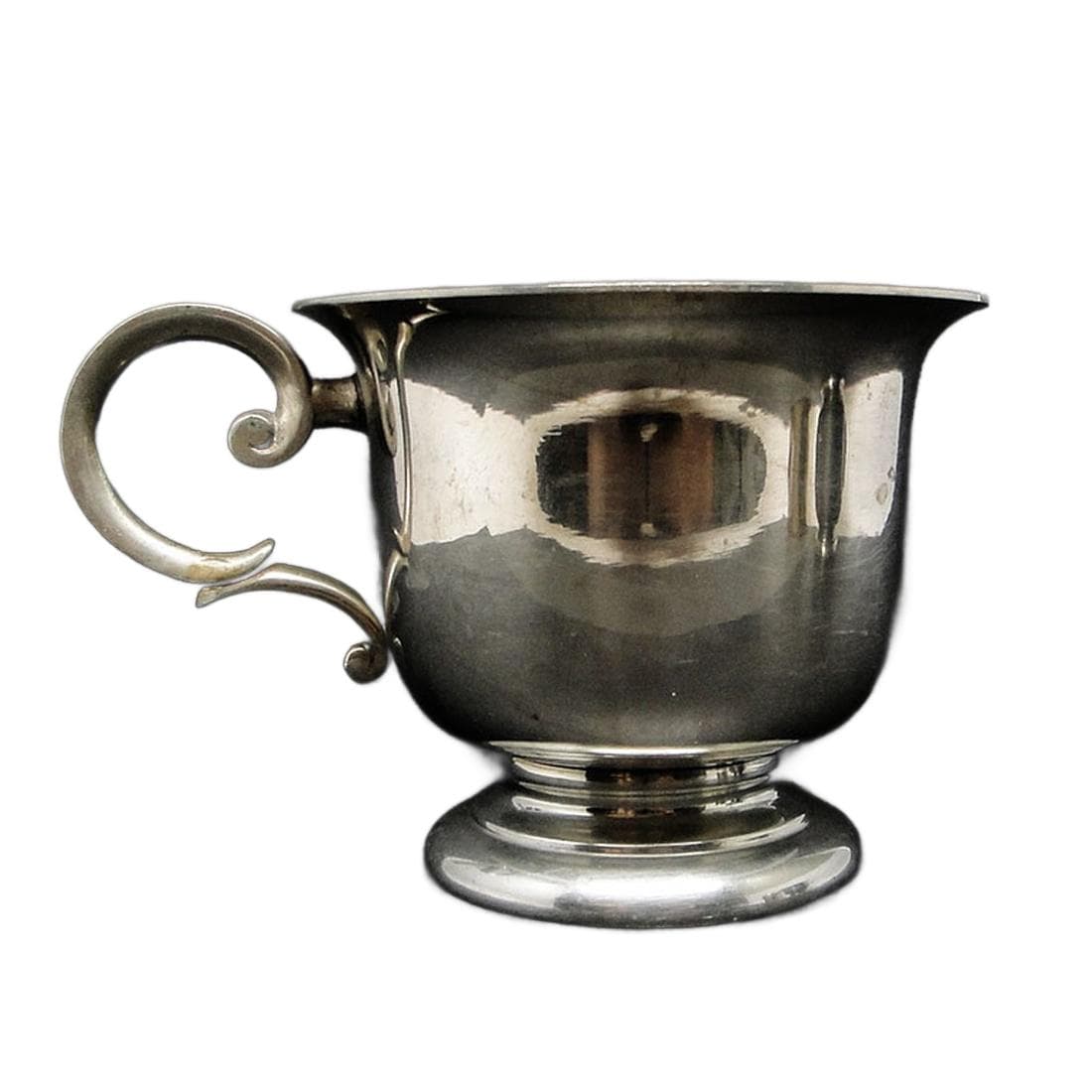 Art Deco bouillon cup, silver-plated brass, Fraget, Poland, 1950s.