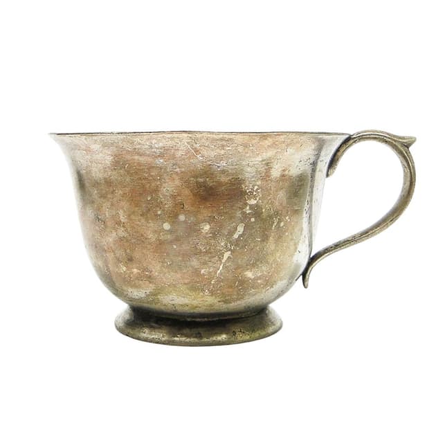 Art Deco bouillon cup, silver-plated brass, Norblin, Poland, 1930s. - DIMENSION