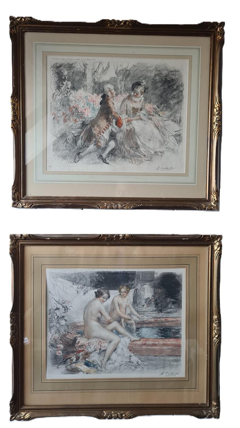 Para grafik Albert Calbet – Francja ok. 1910 | sygnowane | antyki