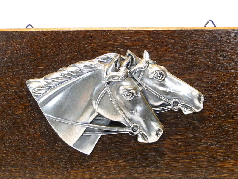 Płaskorzeźba ścienna, Art Nouveau, metal brązowy, dąb brązowy, WMF, Niemcy, początek XX w. - 186425