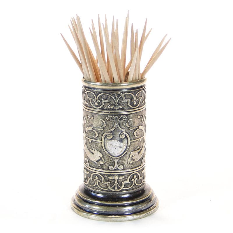 Postument na wykałaczki eklektyczny, srebro mosiądz, Polska, XIX w.