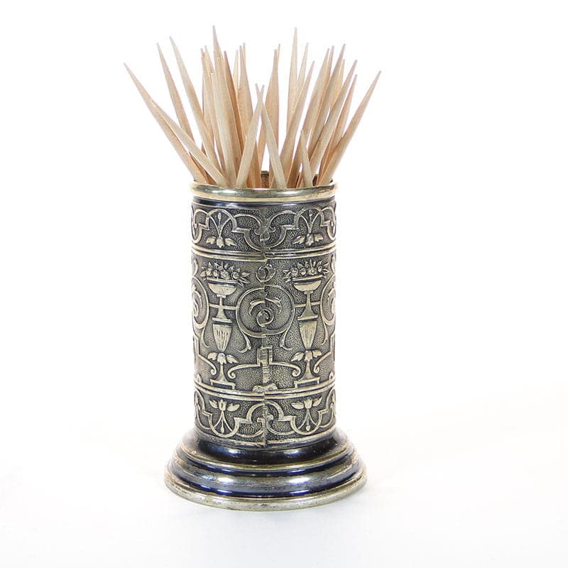 Postument na wykałaczki eklektyczny, srebro mosiądz, Polska, XIX w. - 186479