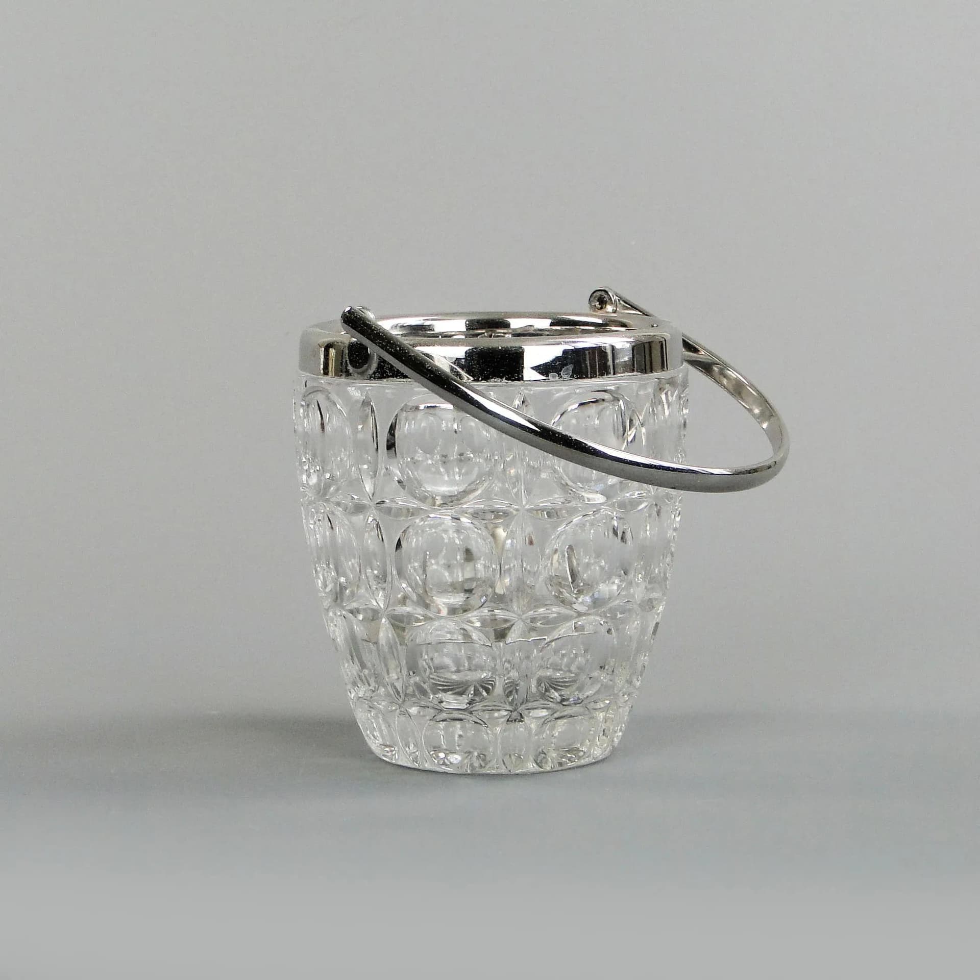 Ice bucket, transparent crystal, Rihodium, Sweden, 1950s - 13023