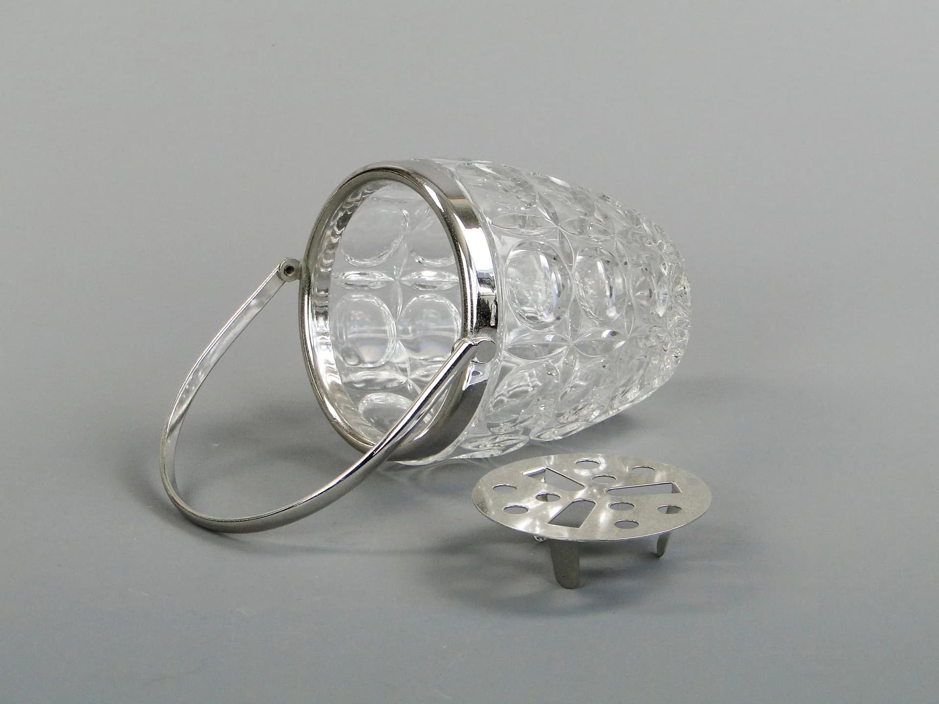 Ice bucket, transparent crystal, Rihodium, Sweden, 1950s - 13026