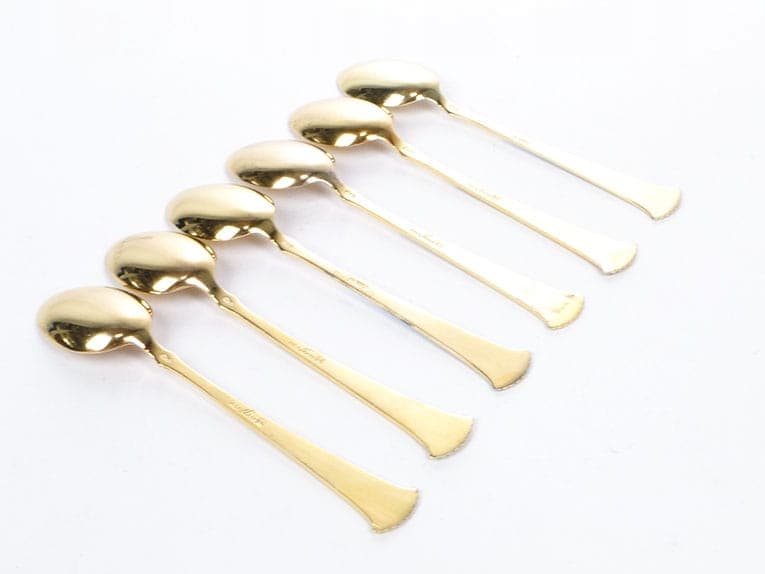 Set of moka spoons, multicolor enamel, gilt silver, Nonne, Sweden, 1950s - 186492