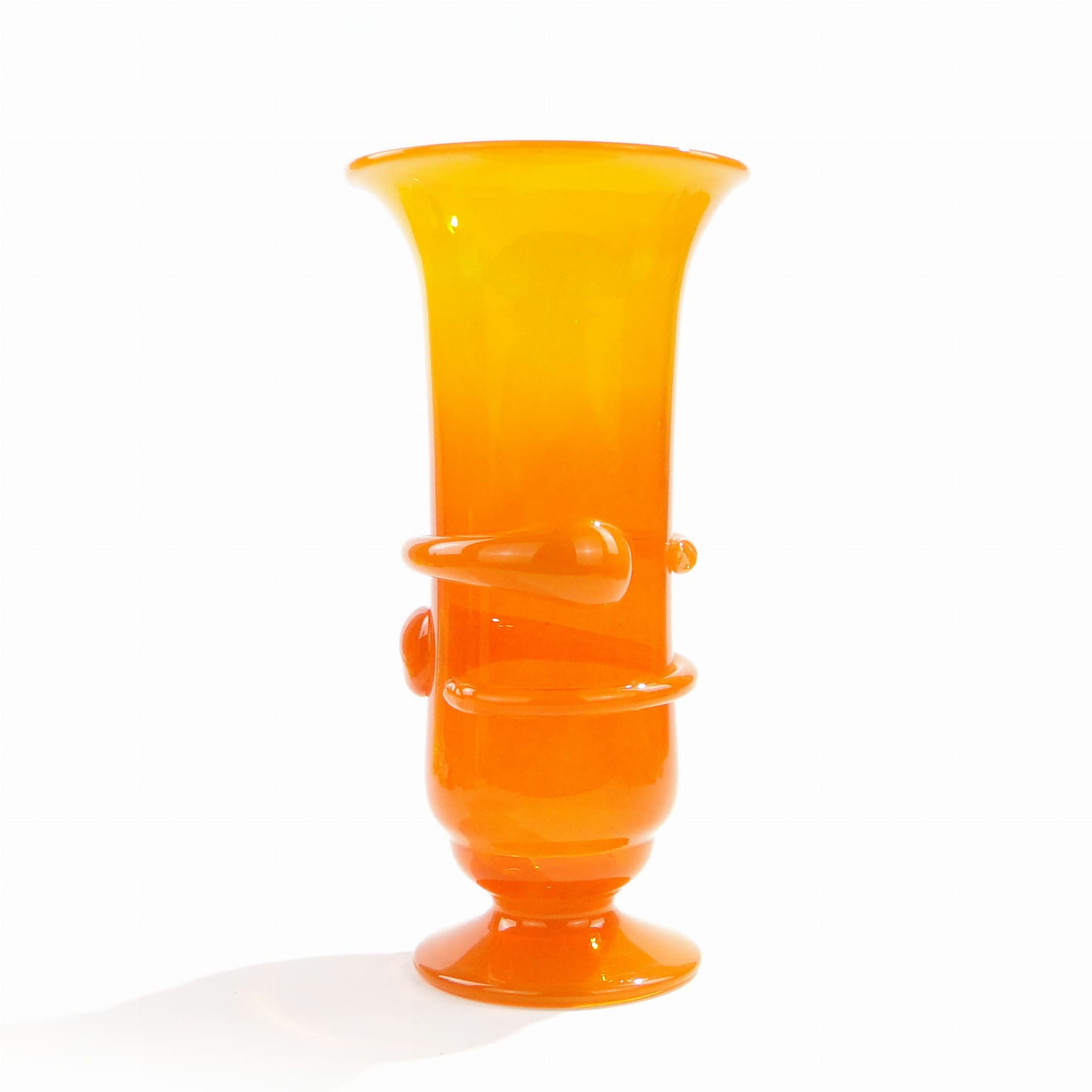Wazon, pomarańczowy, szkło, proj. J. Słuczan-Orkusz, Polska, lata 70. - 186524