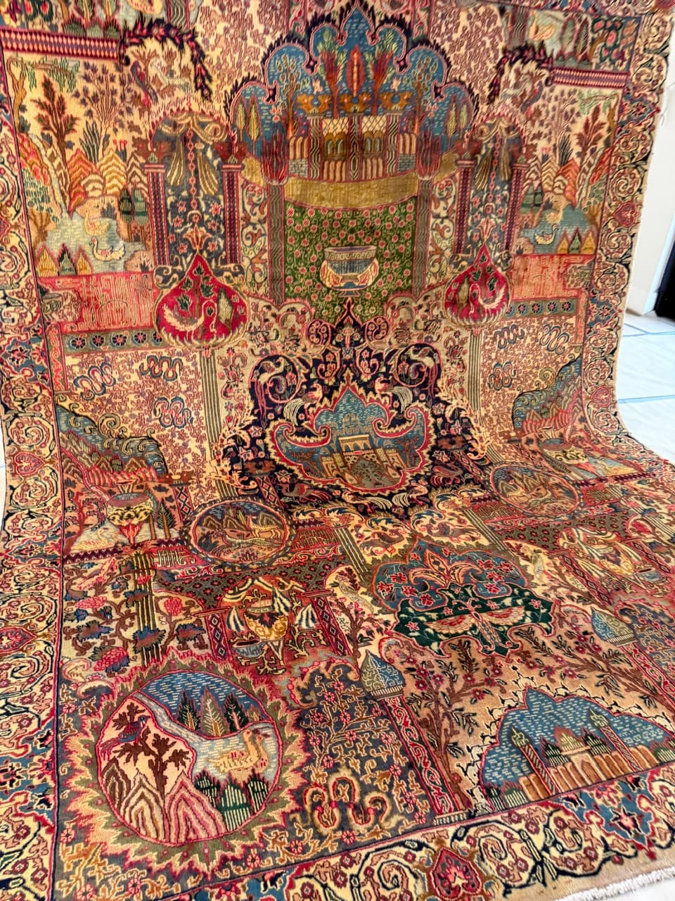 Dywan Kaschmar figuralny 385x290 cm, multikolor, wełna, Iran - 186550