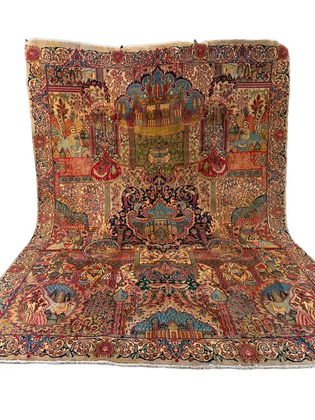 Dywan Kaschmar figuralny 385x290 cm, multikolor, wełna, Iran - WYMIARY