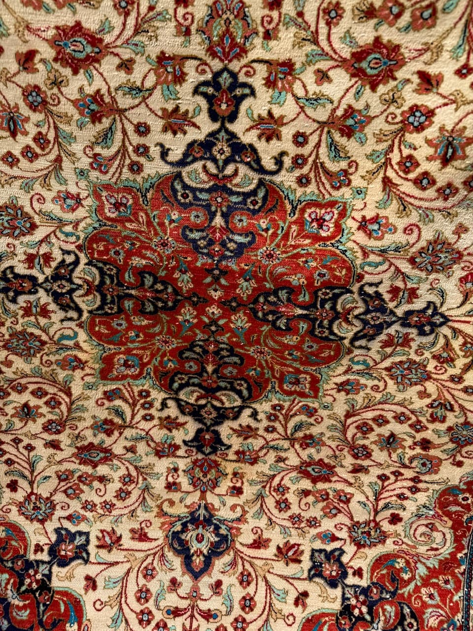 Dywan Ghoum/Qom 145x105 cm, beżowy, jedwab, Iran, lata 90. - 186606