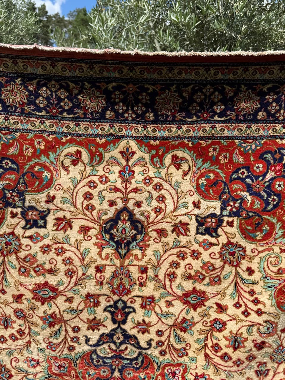 Dywan Ghoum/Qom 145x105 cm, beżowy, jedwab, Iran, lata 90. - 186598