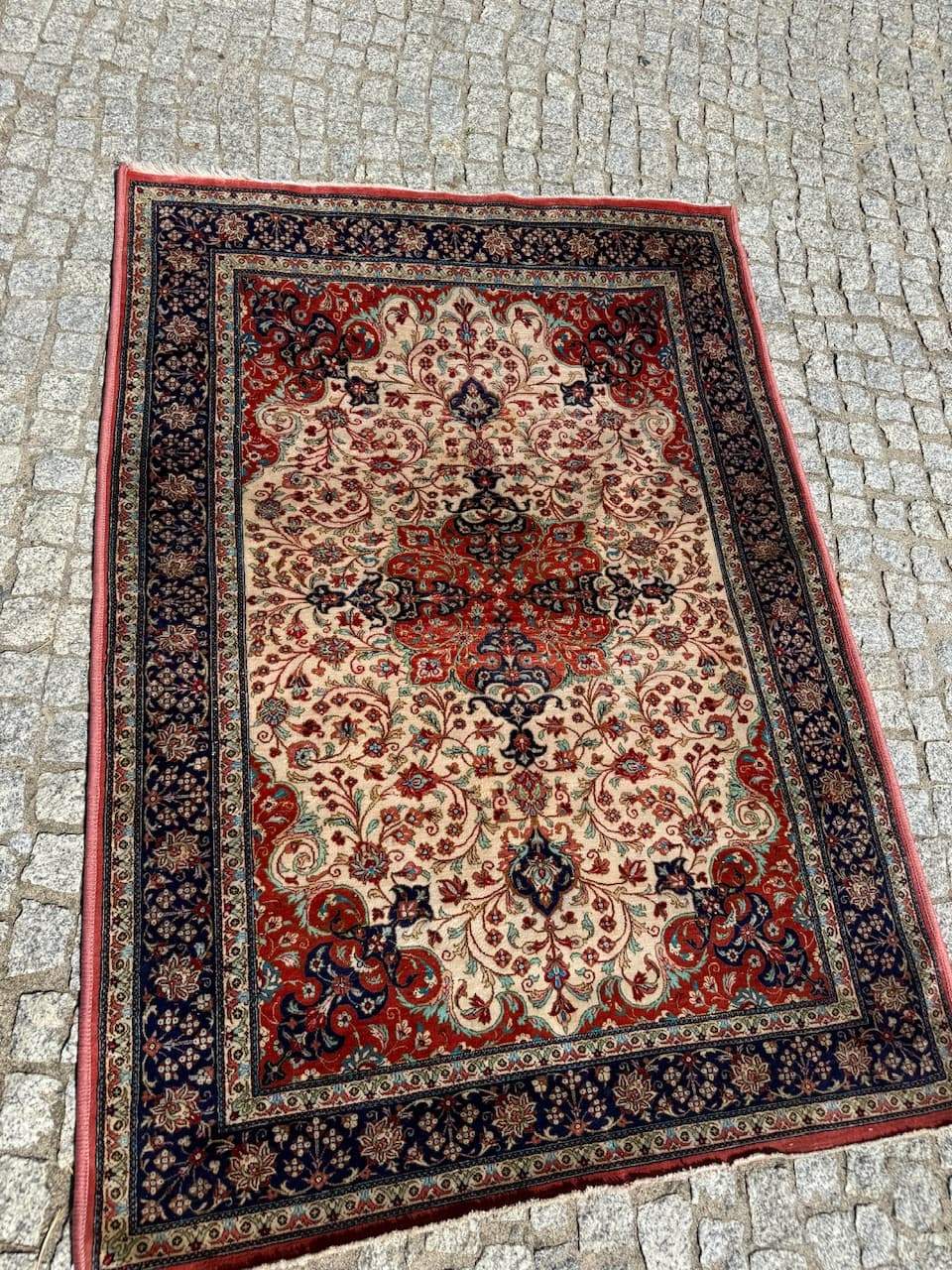 Dywan Ghoum/Qom 145x105 cm, beżowy, jedwab, Iran, lata 90. - 186603