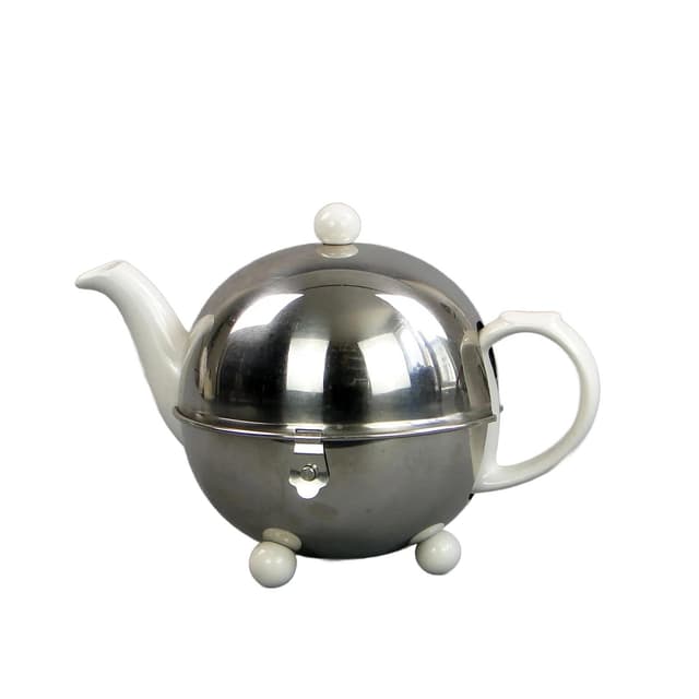 Thermos Jug Bauhaus, cream porcelain, silver steel, Thermothe, Germany, 1920s - DIMENSION