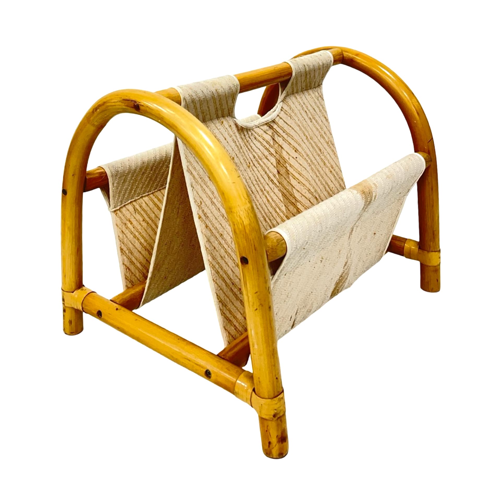 Gazetnik boho, brązowy jasny, bambus, Dania, lata 70. - 186774