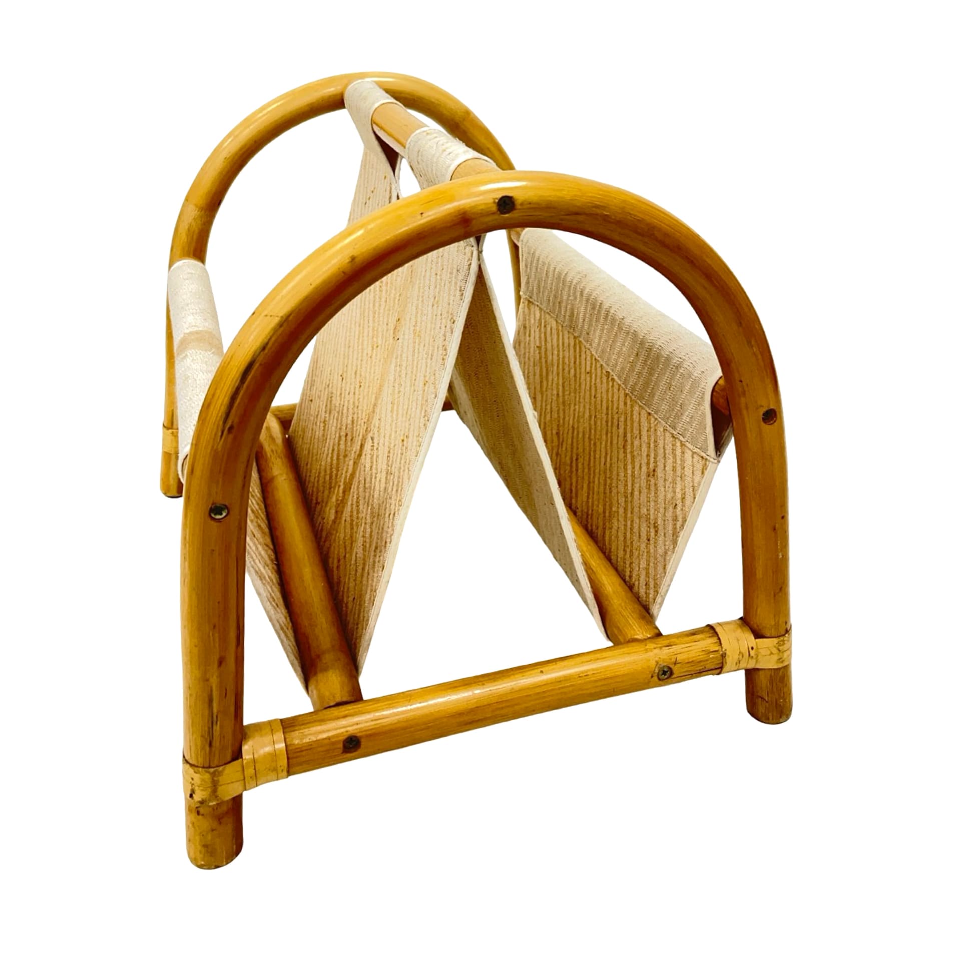 Gazetnik boho, brązowy jasny, bambus, Dania, lata 70. - 186773