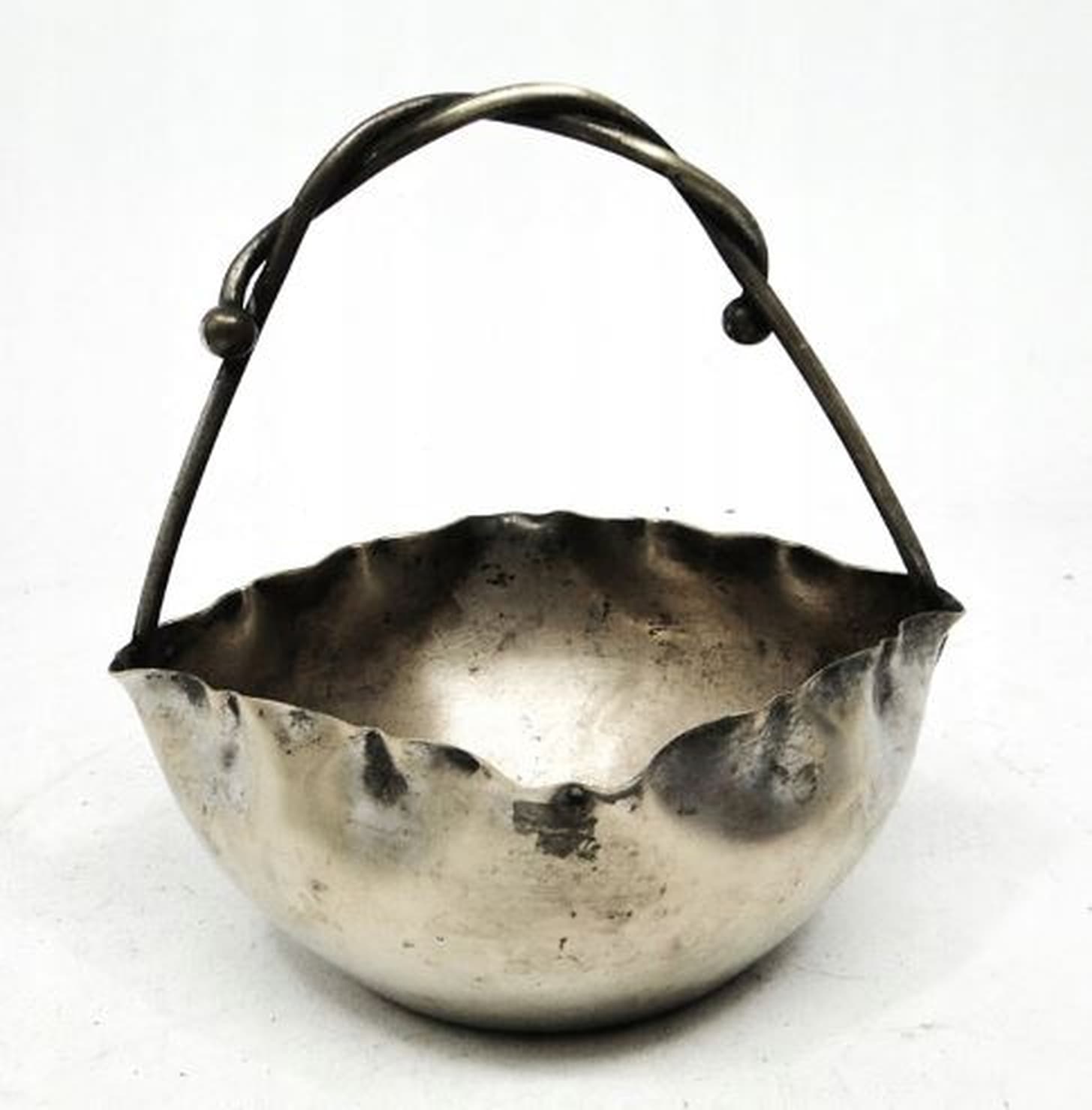 Cukiernica koszyczkowa Secesja, mosiądz srebrzony, pocz. XX w. - 187092