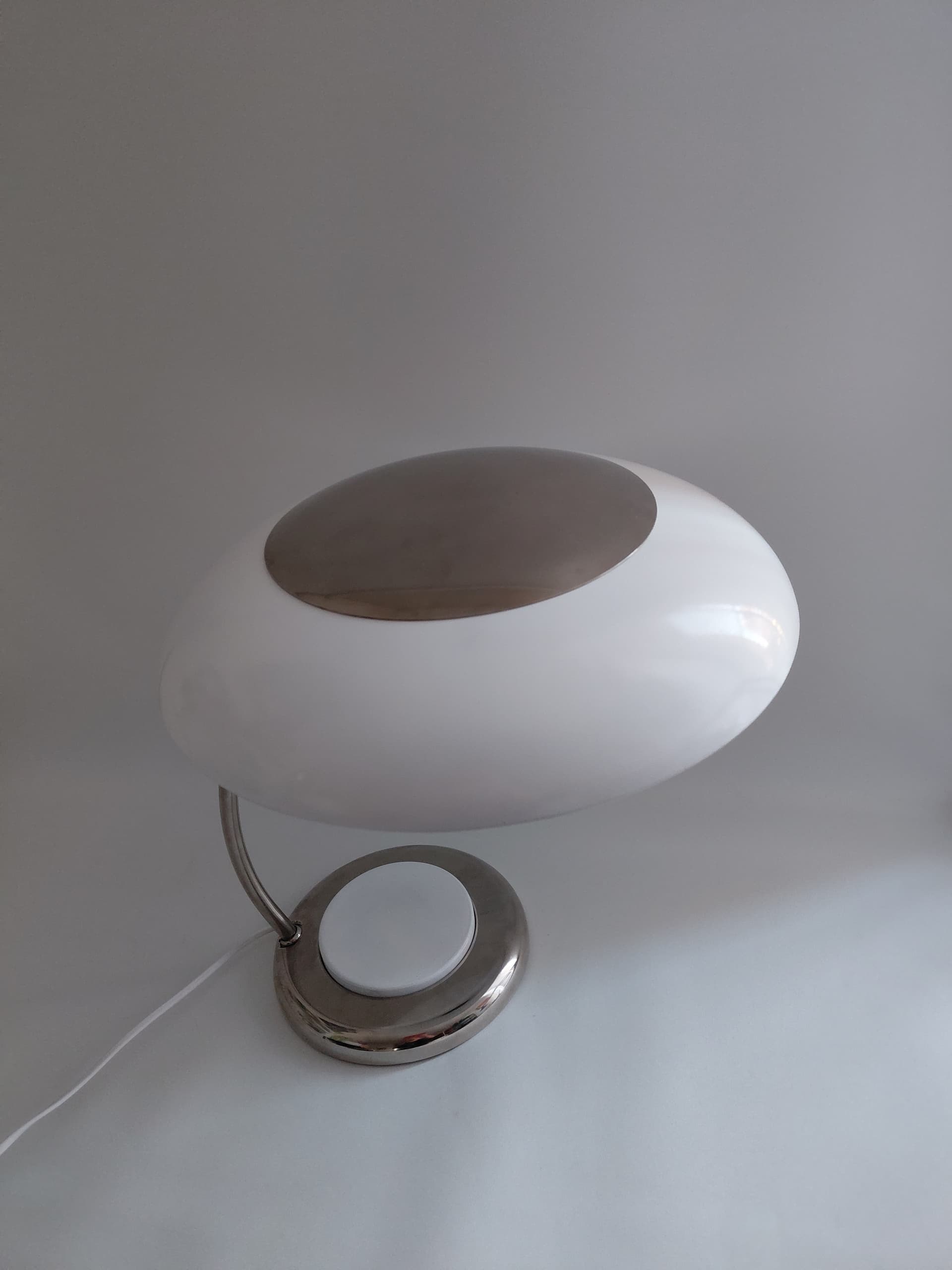 Desk lamp UFO, white, chrome steel, Germany, 1970s. - 187242