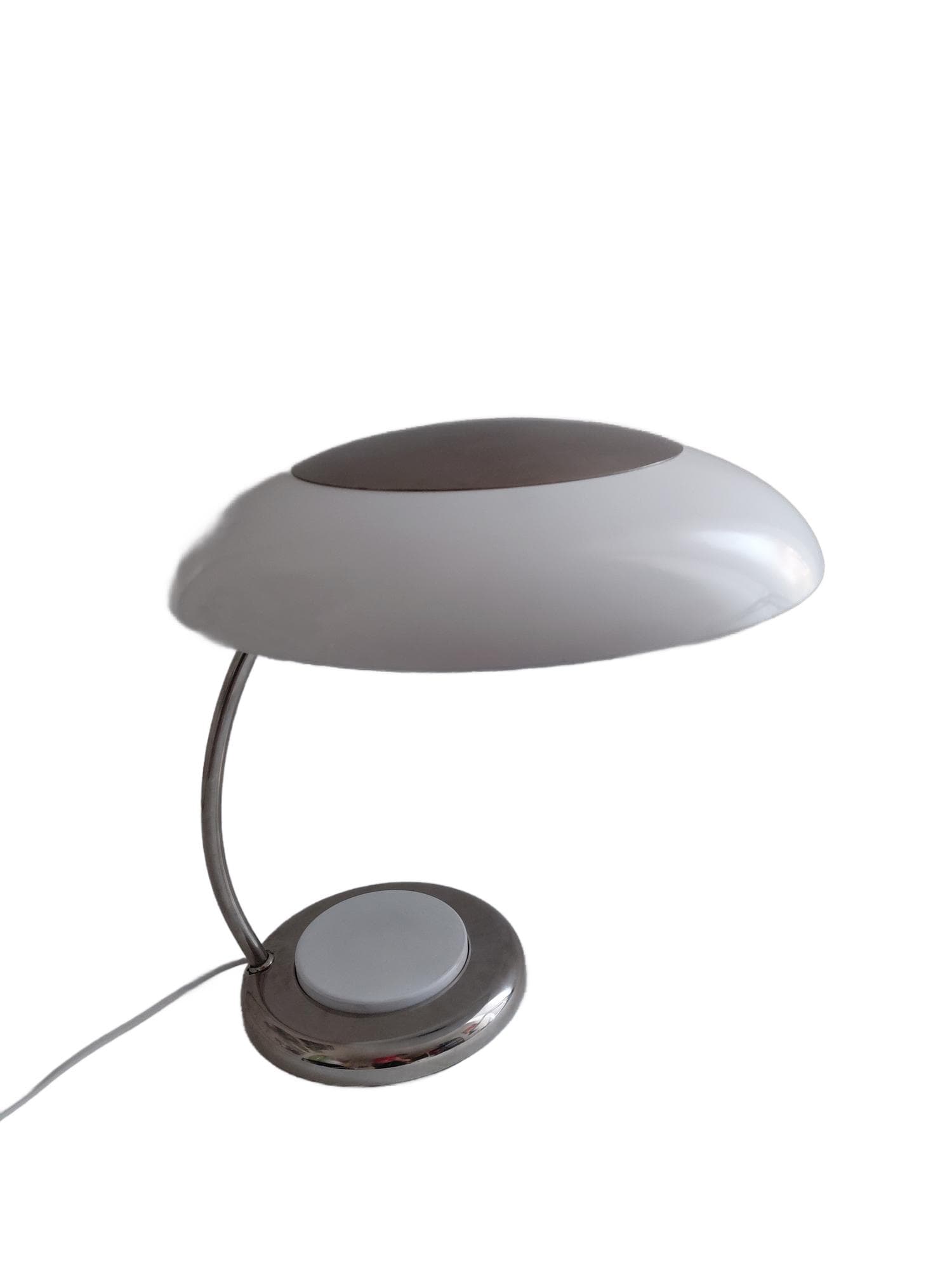 Desk lamp UFO, white, chrome steel, Germany, 1970s. - 190245