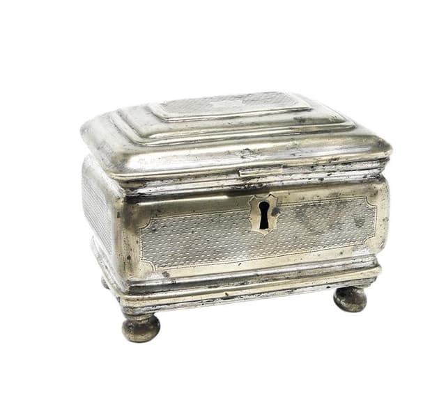 Sugar bowl, Eclecticism, silver-plated brass, Poland, 19th c. - DIMENSION