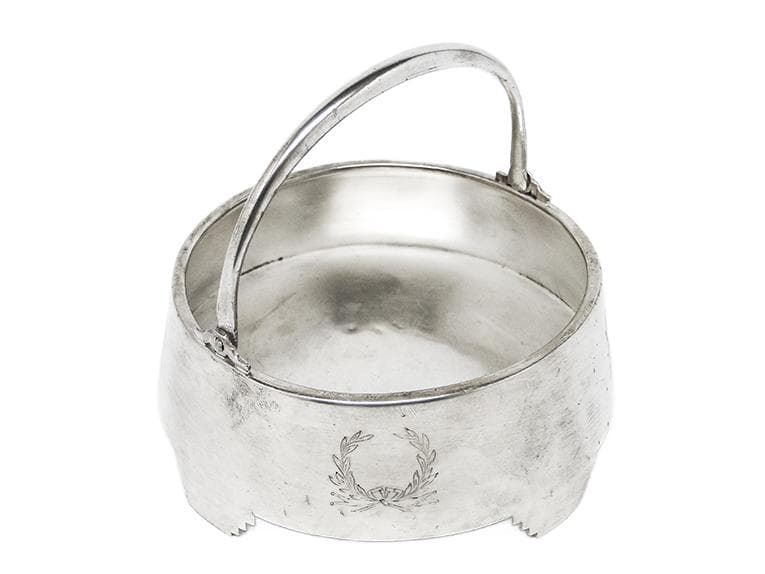 Neoclassical basket-form sugar bowl, silver-plated brass, Fraget, Poland, early 20th c. - 193030