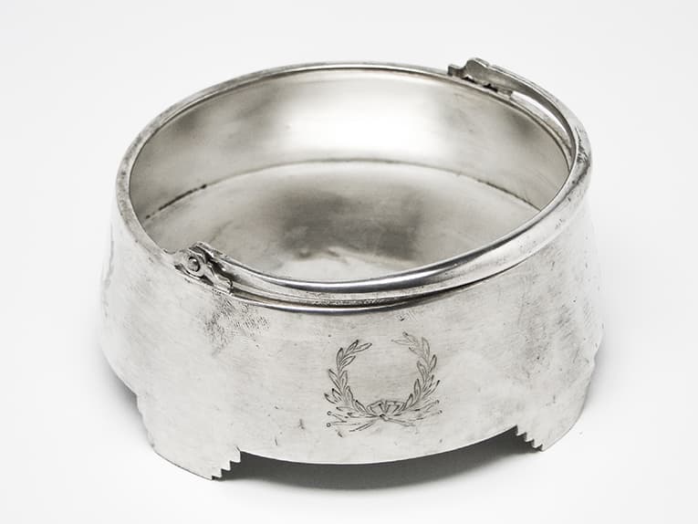 Neoclassical basket-form sugar bowl, silver-plated brass, Fraget, Poland, early 20th c. - 187342