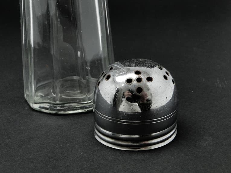 Cukiernica do cukru pudru, szkło, mosiądz chromowany, Szwecja, lata 70. - 187430