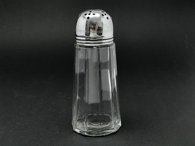 Cukiernica do cukru pudru, szkło, mosiądz chromowany, Szwecja, lata 70. - 187423