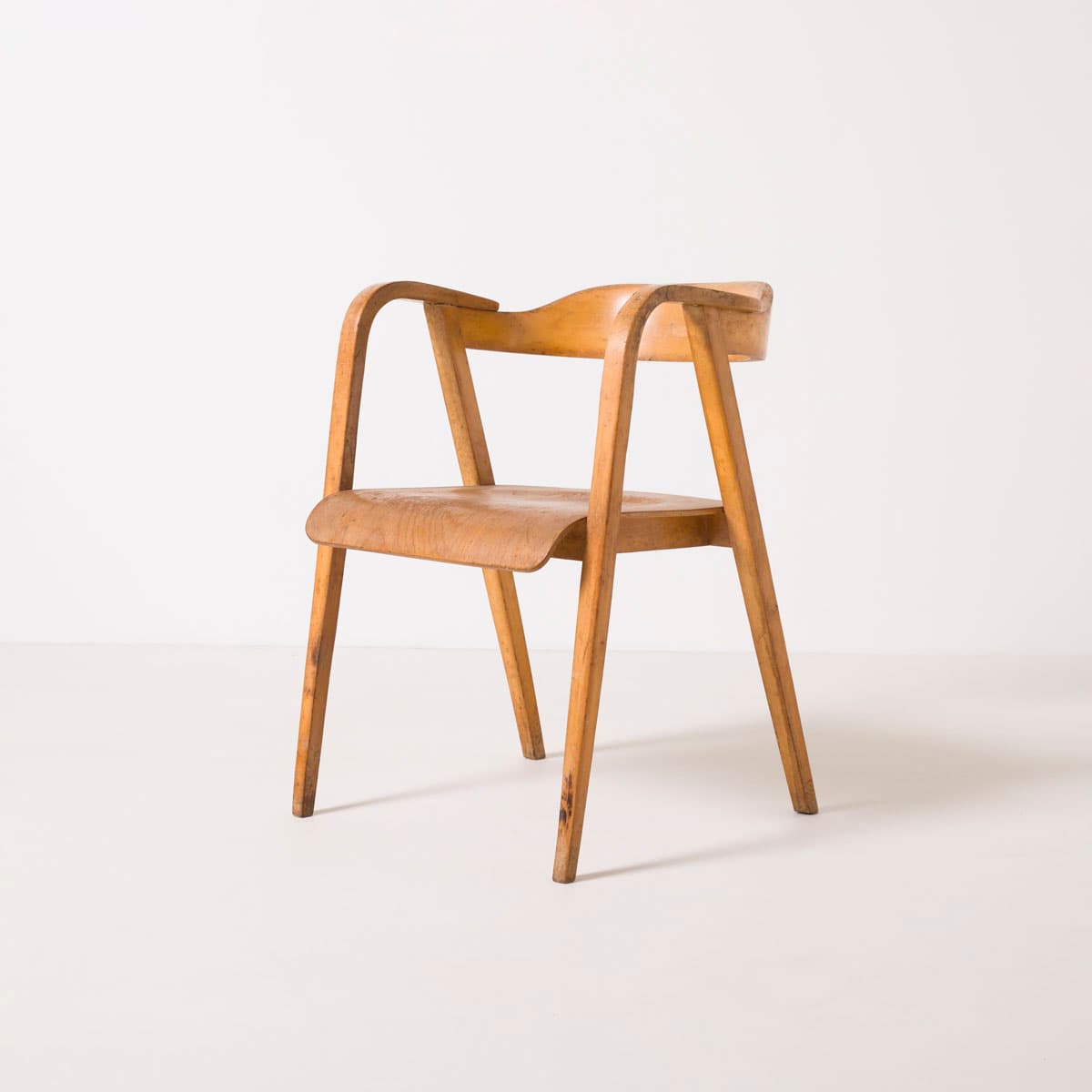 Lounge chair, bent plywood, light brown, by M. Sigmund, Poland, 1960s. - 187483