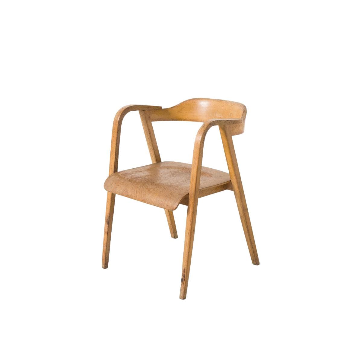 Lounge chair, bent plywood, light brown, by M. Sigmund, Poland, 1960s. - 190968