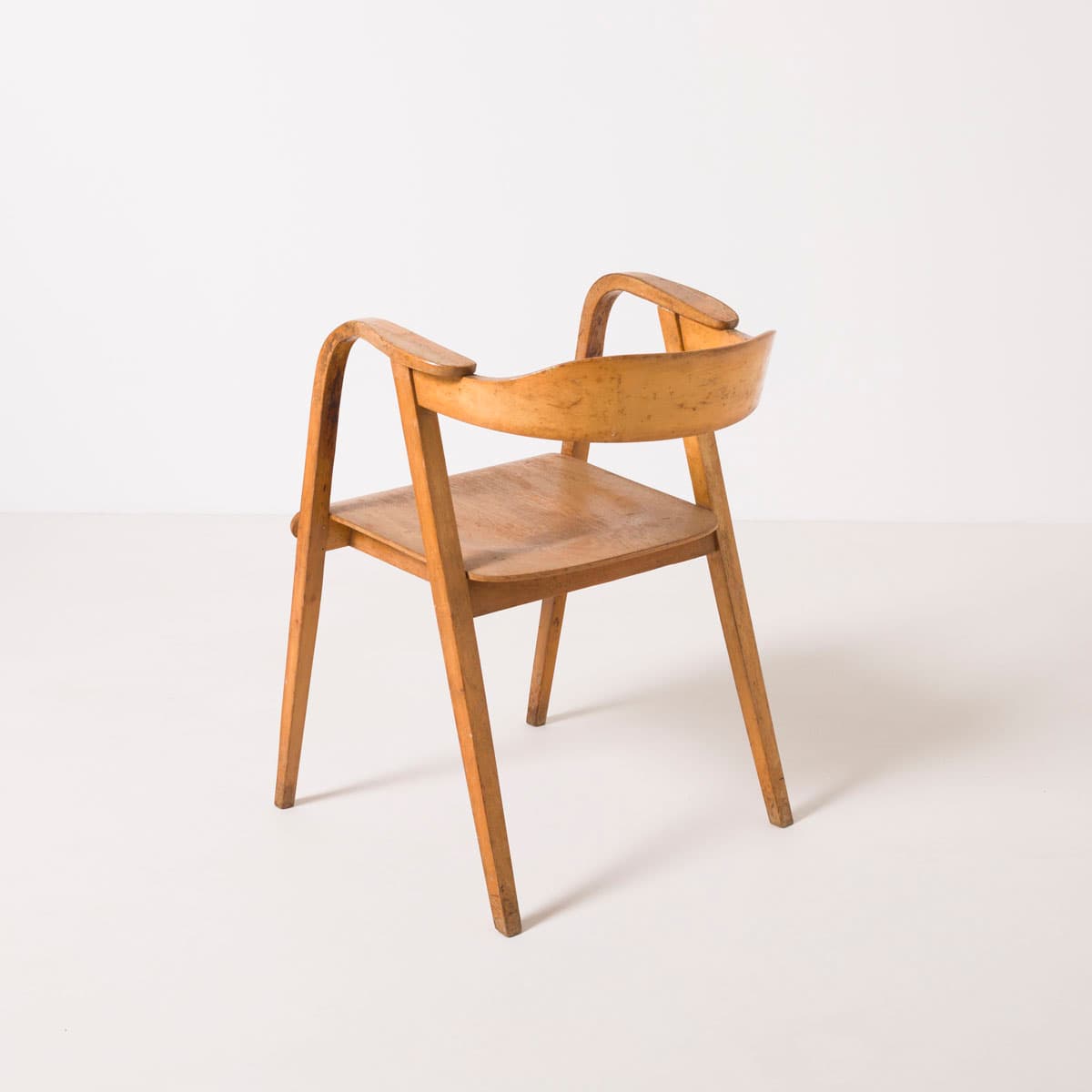 Lounge chair, bent plywood, light brown, by M. Sigmund, Poland, 1960s. - 187481