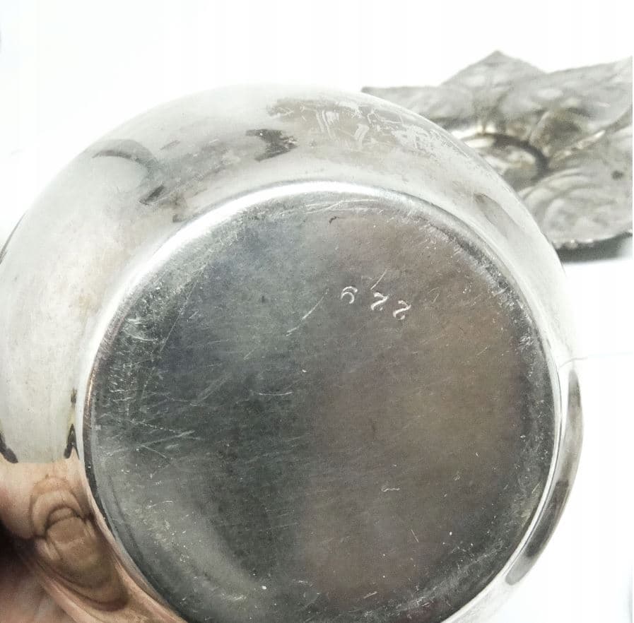 Cukiernica Art Deco, mosiądz srebrzony, Polska, lata 20. - 187520