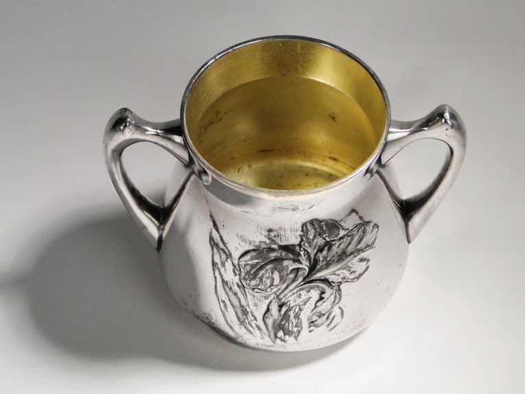 Art Nouveau sugar bowl, silver-plated brass, Poland, 1920s. - 187545