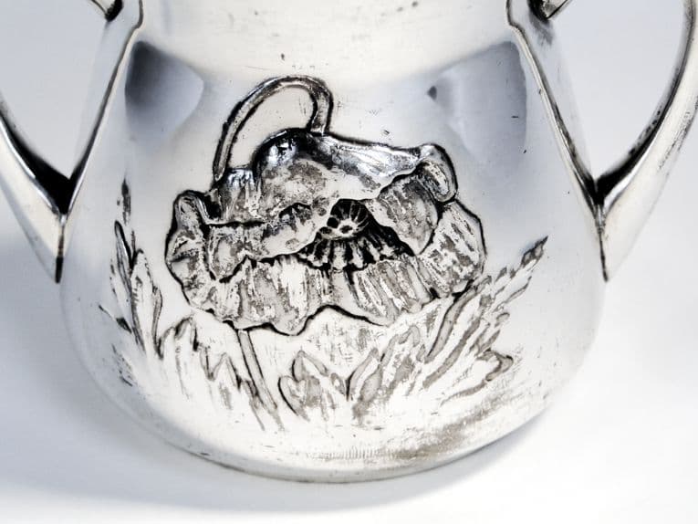 Art Nouveau sugar bowl, silver-plated brass, Poland, 1920s. - 187541