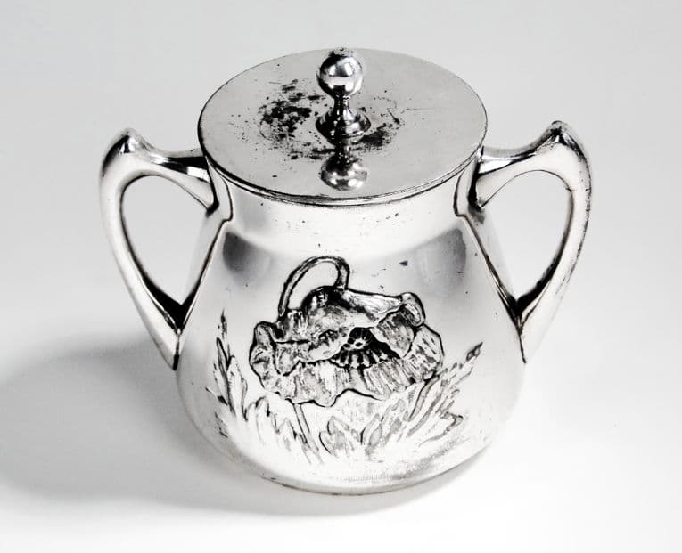 Art Nouveau sugar bowl, silver-plated brass, Poland, 1920s. - 187540