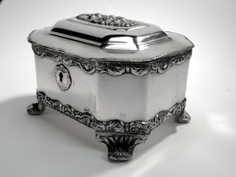 Cukiernica Biedermeier, miedź srebrzona, Norblin, Polska, lata 20. - 187559