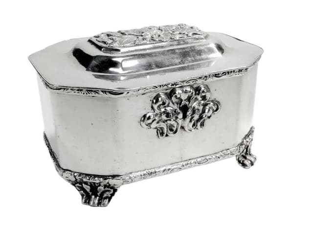 Sugar bowl, Biedermeier, silver-plated copper, Fraget, Poland, 19th c. - DIMENSION